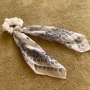 White Paisley Hair Tie Hair Scarf